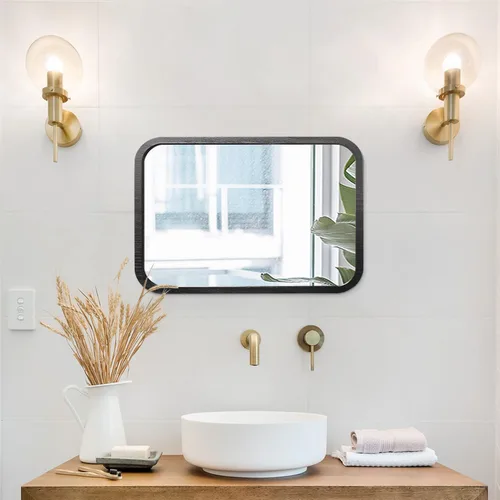 Vista 4 de AOAOPQ Dack - Espejo de pared marrón para baño, entrada, sala de estar, pasillo, decoración de dormitorio, espejo de marco pequeño