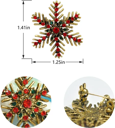 Vista 4 de Gyn&Joy Broche de copo de nieve de cristal para mujer