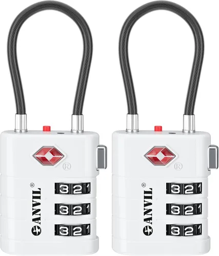 Vista 32 de ANVIL Candados para Equipaje Aprobados por TSA – Candados de Viaje de Combinación TSA008 de Alta Seguridad con Indicador de Inspección para Maletas