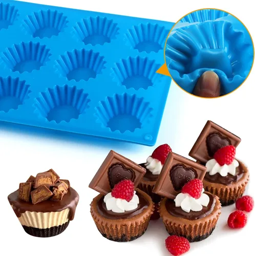 Vista 3 de Sidosir 3 piezas Molde para Copitas de Mantequilla de Maní, Molde de Silicona Mini para Tartaletas para Bombas de Grasa Tamaño Bocado, Molde