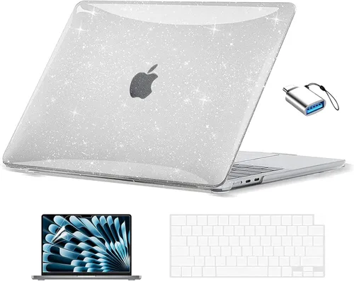 Vista 16 de EooCoo Funda para MacBook Air de 13 pulgadas M5/M4/M3/M2 2026-2022, color Crystal Black