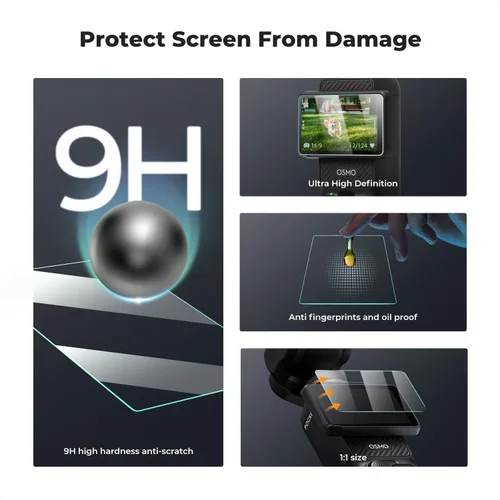 Vista 4 de K&F CONCEPT Protector de pantalla de lente para DJI Osmo Pocket 4/3, accesorios de película de vidrio templado, protector de pantalla de vidrio