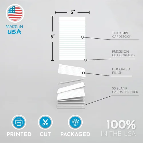 Vista 5 de Home Advantage Mini tarjetas de índice blancas con rayas verticales, tarjetas de notas (3 x 5)