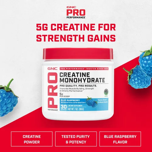 Vista 2 de GNC Pro Performance Monohidrato de creatina – Suplemento de entrenamiento diario para atletas de élite – Mezcla de bebida en polvo de creatina