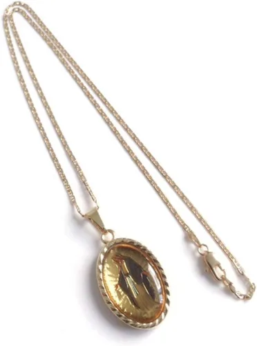 Vista 3 de Medalla de la Virgen la Milagrosa Collar 17 Pulgadas Cadena Plana Medalla Milagrosa