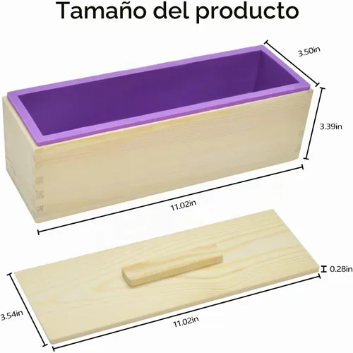 Vista 4 de Artcome Moldes rectangulares de silicona de 42 onzas con tapa, juego de moldes de jabón con 100 bolsas y 36 calcomanías, 2