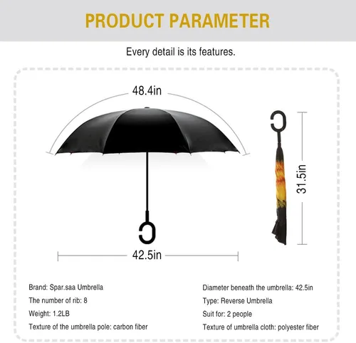 Vista 157 de SIEPASA Paraguas invertido invertido de 49/56 pulgadas, doble toldo extra grande, ventilado, resistente al viento, impermeable, paraguas de golf