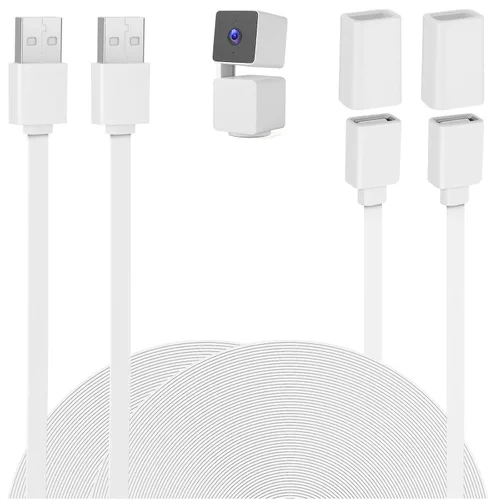 Vista 8 de UYODM Cable de extensión USB de 20 pies compatible con WYZE Cam V3/V4/V2, Wyze Cam OG, Pan V3/V3 Pro/V2, cable de carga impermeable IPX7 que