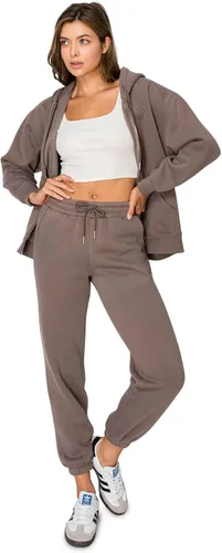 Vista 14 de Cali1850 Pantalón deportivo Cloud Nine Fleece para mujer, cintura alta, ajuste holgado, dos bolsillos, cintura elástica con cordón