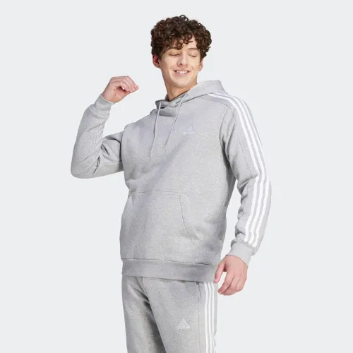 Vista 4 de adidas Sudadera con capucha Essentials Fleece con 3 rayas para hombre