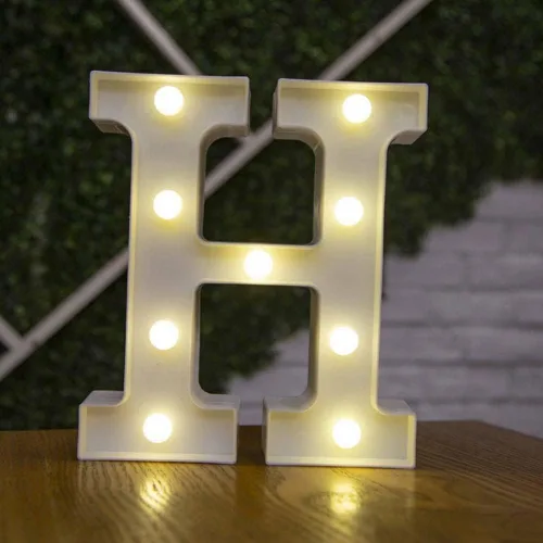 Vista 22 de anso Letras LED del alfabeto con números iluminados, letras de plástico blanco, decoración de pie de la A a la Z 0 ~ 9 (rosa corazón)