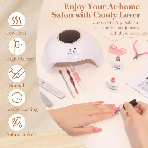 Vista 4 de Candy Lover - juego de esmaltes de gel con lámpara de 36W 035 oz de colores macarrones con capa superior mate UVLED juego de esmaltes de uñas