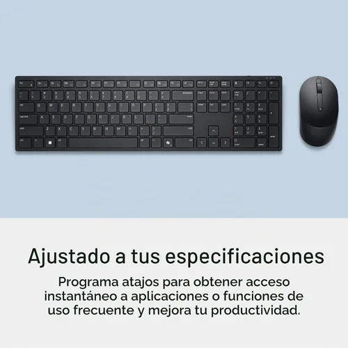 Vista 5 de Dell Teclado y mouse inalámbricos avanzados - KM520 - Inalámbrico, interfaz de 2.4 GHz, receptor inalámbrico USB, volumen, teclas de acceso rápido