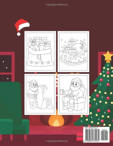 Vista 2 de Fun & Easy Christmas Coloring Book for Kids A Collection of Large and Simple Christmas Cartoon Designs to Color (Colors and Crafts)