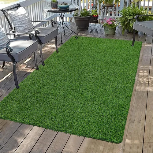Vista 15 de Bsmathom Alfombra de césped artificial, interior/exterior, césped artificial para patio, balcón y jardín, 2 x 6 pies