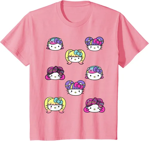 Vista 62 de hello kitty Kawaii Multi peinado Tee, Azul (Heather blue)