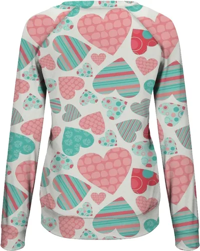 Vista 12 de Sudadera de manga larga con estampado de leopardo y corazón para mujer, para el día de San Valentín, sin botones, para niñas, regalos