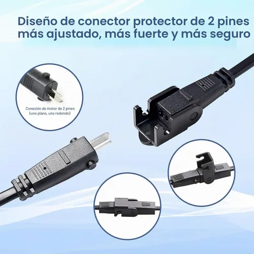 Vista 4 de Cable de alimentación universal para silla reclinable, adaptador de corriente de 2 pines con cable de extensión para silla elevadora, sofá