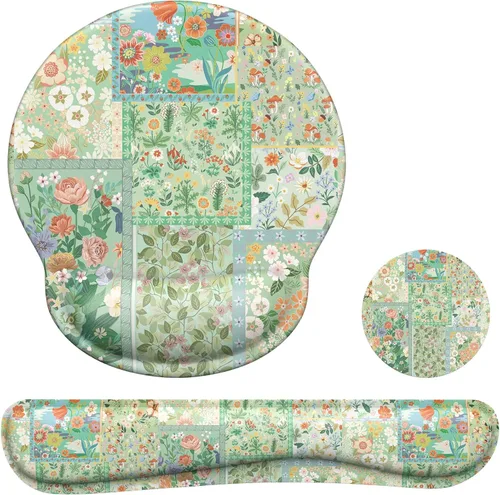Vista 10 de iLeadon - Juego de alfombrilla de mouse con soporte para muñecas y reposa muñecas para teclado, alfombrilla de mouse ergonómica con base