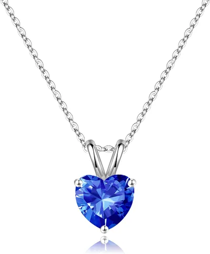 Vista 42 de SMILEST Dainty Heart Birthstone Necklace for Women, 925 Sterling Silver 01-enero-granate rojo