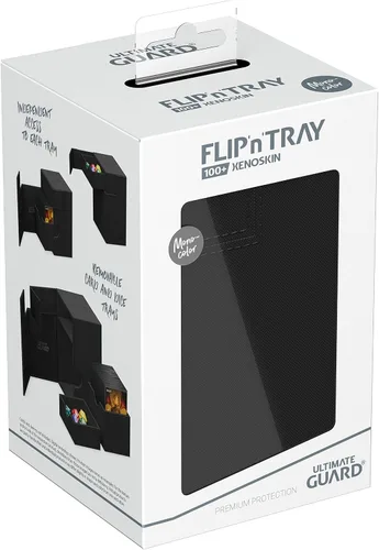 Vista 7 de Estuche Ultimate Guard Flip'n'Tray 100+, para 100 cartas con fundas dobles de TCG + bandeja para dados, negro, cierre magnético independiente