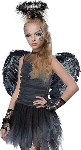 Vista 6 de Alas de ángel y halo para niños y adultos disfraz de ángel para Halloween fiesta de cosplay alas de ángel