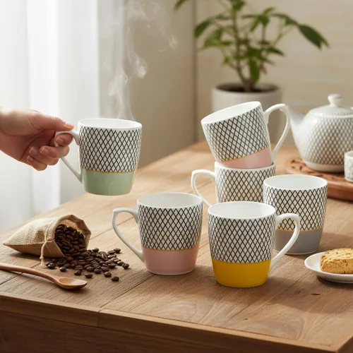 Vista 6 de Femora Demitasse - Tazas de café de cerámica de 5.9 onzas, tazas de capuchino, tazas de cerámica Demitasse tazas de café pequeñas para té con leche