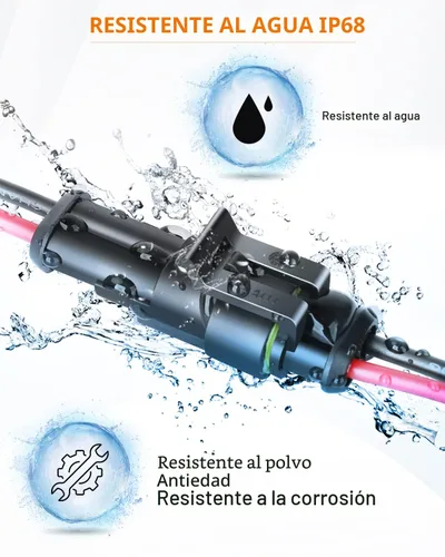 Vista 2 de NAOEVO Conector de 2 pines impermeable, conectores de 2 cables calibre 16 AWG, conectores eléctricos automotrices macho y hembra Way con tubo