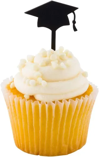 Vista 7 de Restaurantware Top Cake Toppers 8 x 3.8 pulgadas, 100 adornos de tiara para tartas, detalles de purpurina, cumpleaños, papel dorado, decoración