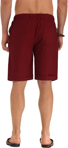 Vista 15 de Sailwind Pantalones cortos de lino para hombre, pantalones cortos casuales de playa con cordón