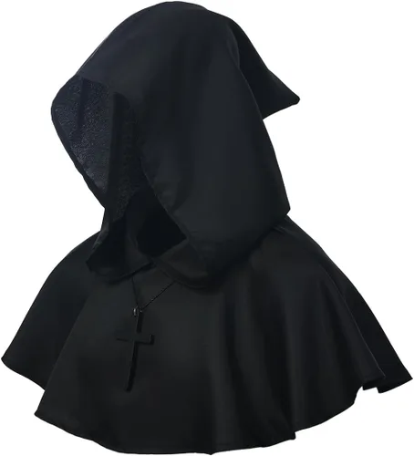 Vista 3 de BLESSUME Collar de cruz medieval con capucha pagana Wicca, accesorio para cosplay