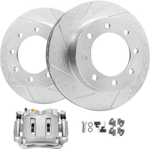Vista 14 de Detroit Axle - Rotores de freno perforados traseros + repuesto de pinza de freno de disco trasera izquierda para Acura TL Honda Element - Juego de 3