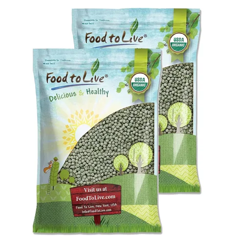Vista 5 de Food to Live Guisantes verdes secos enteros orgánicos, 8 onzas, sin OMG, vainilla verde, germinable, vegano, kosher, a granel. Necesita remojo