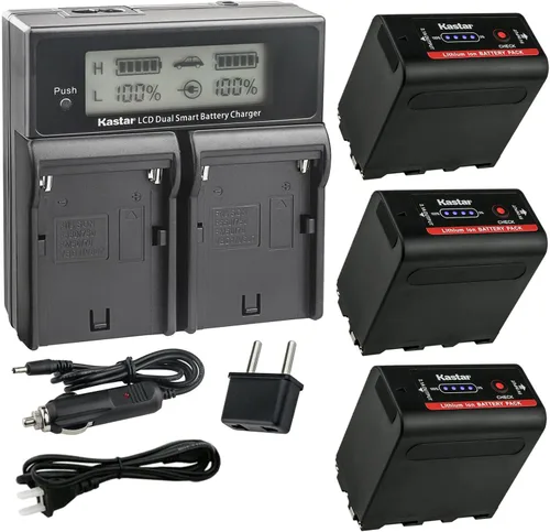 Vista 6 de Kastar NP-F980EXP CH04 Dual Fast Charger Compatible with Yongnuo YN216 YN300 YN300-III YN600 YN600L II YN900 YN900 II YN1200 LED Video Light