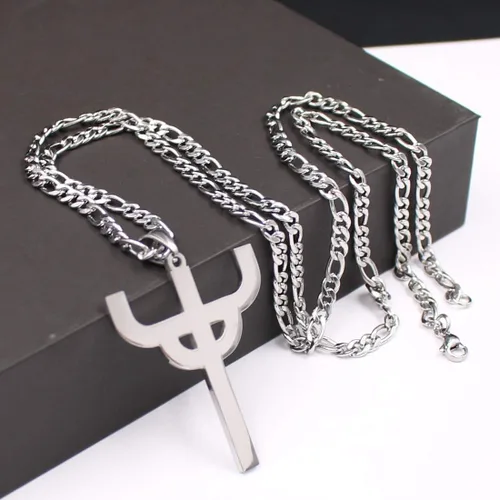Vista 5 de UK GNAYY69 Cool Jewelry Gótico Punk Judas Sacerdote Collar de acero inoxidable Hot Men Favorite Colgante Merch Logo Símbolo Charm Amuleto
