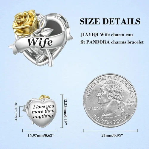 Vista 4 de JIAYIQI Pulsera Pandora para mamá, abuela, hija, esposa, amiga y hermana, con dije de oro de rosa 3D, dije de amor, día de San Valentín, cumpleaños