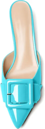Vista 3 de Eldof Sandalias de tacón bajo para mujer, zapatos de tacón bajo con punta puntiaguda, zapatos de tacón bajo sin cordones para vestir, boda, zapatos