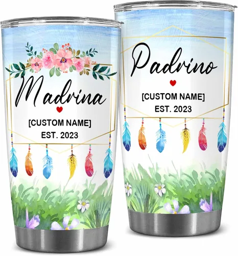 Vista 15 de WHIDOBE Juego de vasos personalizados para padrinos, copa Padrino y Madrina, idea de regalo para padrinos, Quieren Ser Mis Padrinos De Bautizo