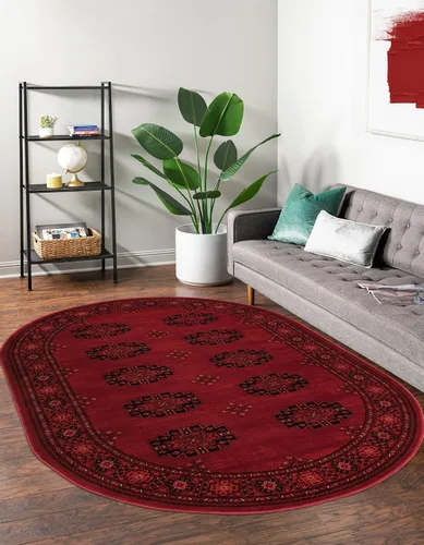 Vista 9 de Unique Loom Tekke Collection - Alfombra Khabour (3 pies 1 pulgada, redonda, rojo/negro)