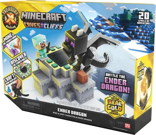 Vista 14 de Treasure X Minecraft Caves & Cliffs Ender Dragon. Personaje de mina y artesanía. Mina, descubre y crea con 20 niveles de aventura, encontrarás
