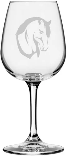 Vista 52 de Abaco Barb Body Horse - Copa de vino grabada multiusos (12.75 onzas) Unique Gifts for Horse Lovers, Personalized Wine Glasses, All-Purpose