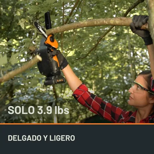 Vista 4 de [Usado] WORX WG324.9 20V Power Share Sierra de poda inalámbrica de 5 pulgadas, solo herramienta, negro y naranja