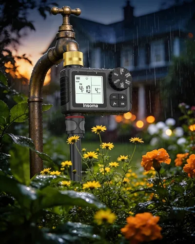 Vista 5 de Insoma Temporizador de agua WiFi para manguera de jardín, temporizador inteligente de aspersores, control remoto por aplicación, temporizadores