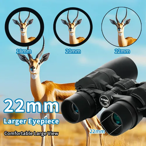 Vista 6 de Prismáticos con zoom de 10-30x50 para adultos, alta potencia, visión nocturna con poca luz, prisma BAK4 con lente FMC, Waterpoof, binoculares