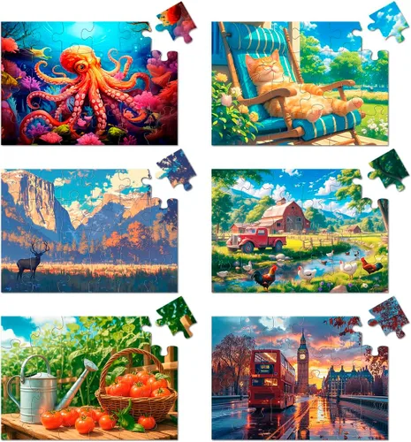 Vista 8 de Yigney Paquete de 6 rompecabezas de 16 piezas grandes para personas mayores Alzheimer, producto para actividades de demencia de ancianos, juego