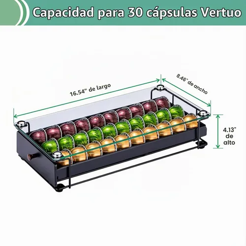 Vista 2 de ZCDCP Nespresso Vertuo - Soporte para cápsulas de café, cajón, color negro, 30 cápsulas Negro 1