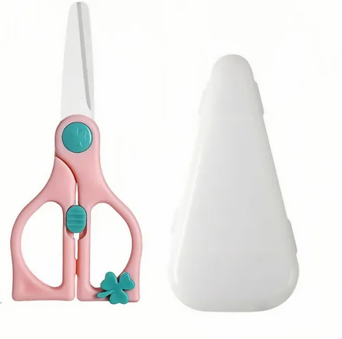 Vista 8 de Tijeras de comida para bebés, tijeras de cocina de cerámica seguras para niños pequeños con bloqueo de seguridad y estuche de viaje, las mejores