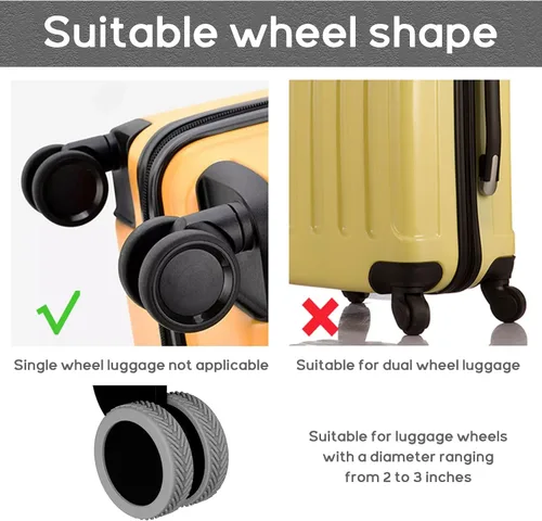 Vista 5 de Fundas para ruedas de equipaje, 8 piezas, cubierta de rueda de maleta, cubierta protectora de silicona para la mayoría de accesorios de equipaje