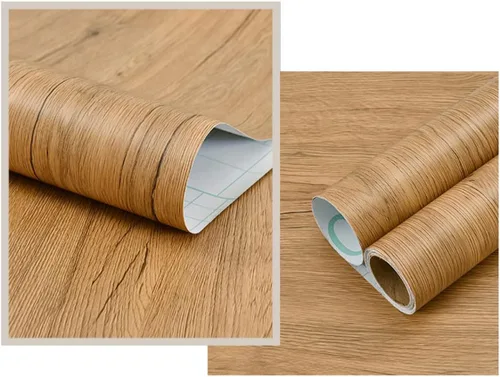 Vista 2 de Papel de contacto de madera autoadhesivo, película de vinilo de madera de 11.8 x 39.37 pulgadas, papel tapiz de madera impermeable y extraíble Grano