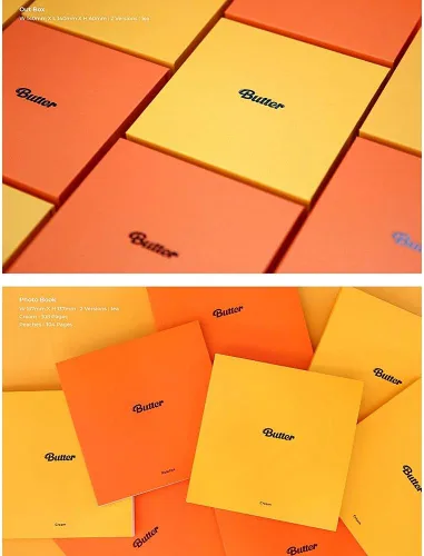 Vista 3 de Bangtan Boys BTS BUTTER Set (Cream ver +Peaches ver) Álbum individual [con tarjeta fotográfica extra lenticular y calcomanía]